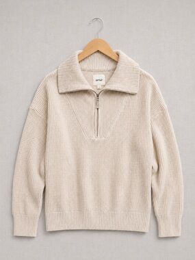 aerie CozyUp Waffle Knit Quarter-Zip Sweater